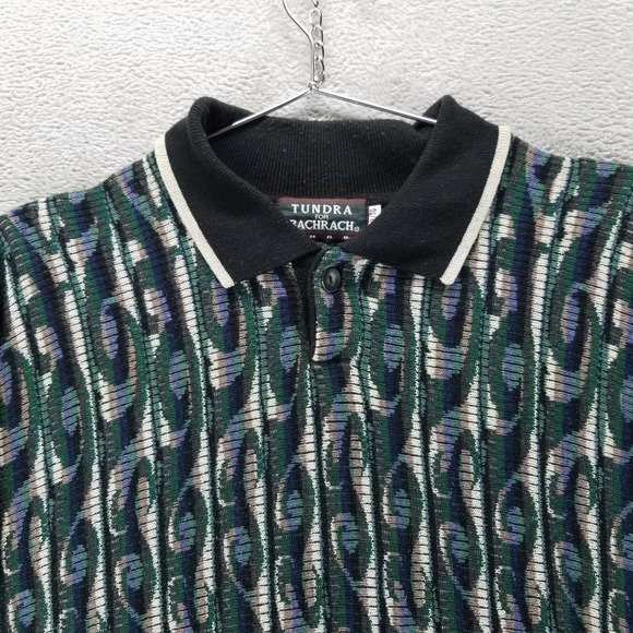 VTG Tundra Canada Bachrach Sweater Mens XL Green Pullover‎ Grandpa Geometric - Picture 3 of 8
